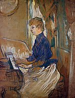 At the Piano Madame Juliette Pascal in the Salon of the Chateau de Malrome, 1896, toulouselautrec