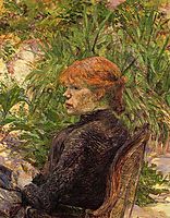 Red Haired Woman Seated in the Garden of M. Forest, 1889, toulouselautrec