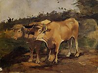 Two Bulls Wearing a Yoke, 1881, toulouselautrec
