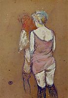 Two Half Naked Women Seen from Behind in the Rue des Moulins Brothel, 1894, toulouselautrec