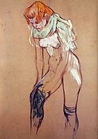 Woman Putting on Her Stocking, toulouselautrec
