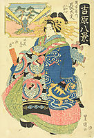 Courtesan Choto With Two Kamuro (Young Attendants) Behind Her, c.1830, toyokuniii