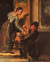 Buying apples from a peddler. Study, c.1830, tropinin