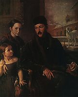 Portrait of D. P. Voyeikov with His Daughter and the Governess Miss Sorock, 1842, tropinin