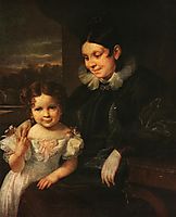 Portrait of V. I. Yershova with Her Daughter, 1831, tropinin