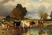 Calf cows at the marl , troyon
