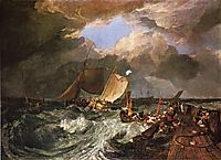 Calais Pier, with French Poissards Preparing for Sea, an English Packeet Arriving, 1803, turner