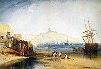Scarborough Town and Castle, Morning, Boys Catching Crabs, 1811, turner