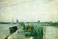 Scene along a Dutch River, c.1885, twachtman
