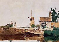 Windmills, Dordrecht, c.1881, twachtman