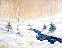 Woodland Stream in a Winter Landscape, twachtman