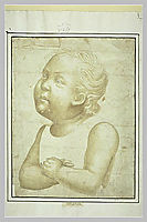 Naked child, since mid body, arms crossed, uccello