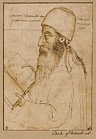 Portrait of Manuel Chrysoloras wearing a hat and holding a book, uccello