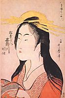 Kisegawa of Matsubaya, from the series -Seven Komachis of Yoshiwara-, c.1795 (woodblock print), c.1795, utamaro