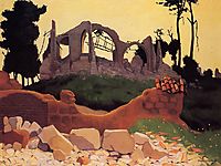 The Church of Souain in Sihlouette, 1917, vallotton