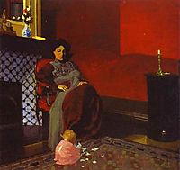 Interior Red Room with Woman and Child, 1899, vallotton