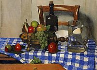 Still Life with Blue Checkered Tablecloth, 1919, vallotton