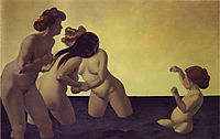 Three Women and a Little Girl Playing in the Water, 1907, vallotton