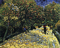Avenue with Flowering Chestnut Trees at Arles , 1889, vangogh