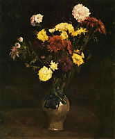 Basket of Carnations and Zinnias , 1886, vangogh