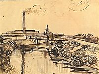 Canal with Bridge and Women Washing, 1888, vangogh
