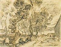 A Corner of the Asylum and the Garden with a Heavy, sawn-off Tree, 1889, vangogh