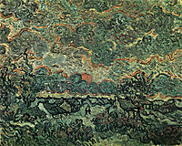 Cottages and Cypresses Reminiscence of the North , 1890, vangogh