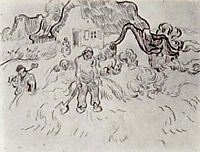 Cottages with Three Figures, 1890, vangogh