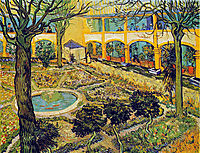 The Courtyard of the Hospital in Arles, 1889, vangogh