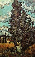 Cypresses and Two Women, 1890, vangogh