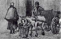 Donkey Cart with Boy and Scheveningen Woman, 1882, vangogh