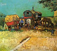 Encampment of Gypsies with Caravans, 1888, vangogh