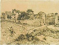 Entrance Gate to a Farm with Haystacks, 1888, vangogh