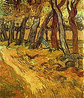 The Garden of Saint-Paul Hospital with Figure , 1889, vangogh