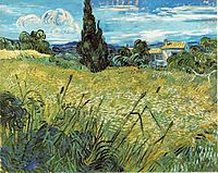 The green wheat field with cypresses, 1889, vangogh