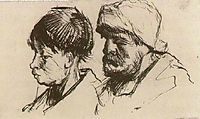Head of a Girl, Bareheaded, and Head of a Man with Beard and Cap, c.1884, vangogh