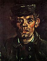 Head of a Young Peasant in a Peaked Cap, 1885, vangogh