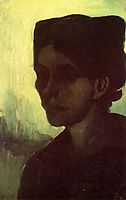 Head of a Young Peasant Woman with Dark Cap, 1885, vangogh