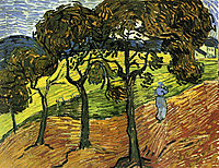 Landscape with Trees and Figures , 1889, vangogh