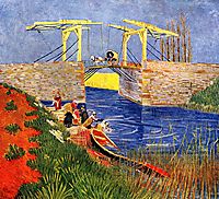 The Langlois Bridge at Arles with Women Washing, 1888, vangogh