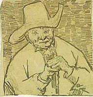 The Old Peasant Patience Escalier with Walking Stick, Half-Figure, 1888, vangogh