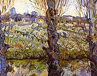 Orchard in Bloom with Poplars , 1889, vangogh