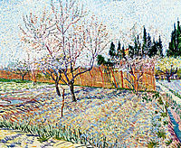 Orchard with Peach Trees in Blossom , 1888, vangogh
