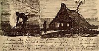 Peasant Burning Weeds, and Farmhouse at Night, 1883, vangogh