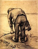 Peasant Lifting Beet, 1885, vangogh