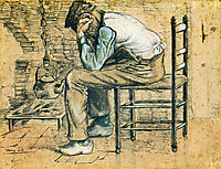 Peasant Sitting by the Fireplace (Worn Out), 1881, vangogh