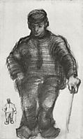 Peasant with Walking Stick, and Little Sketch of the Same Figure, 1885, vangogh