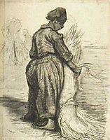 Peasant Woman, Binding a Sheaf of Grain, 1885, vangogh