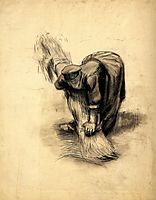 Peasant Woman Binding Sheaves, 1885, vangogh