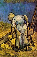 Peasant Woman Cutting Straw after Millet, 1889, vangogh